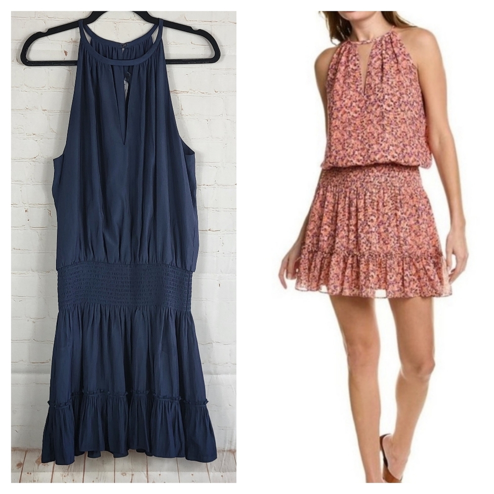 Ramy Brook Navy and Pink Floral Mini Dresses